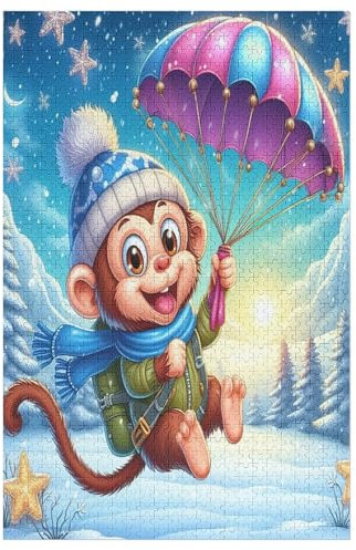 Puzzles Animal AFFE, 1000-teiliges Holzpuzzle Für Erwachsene Und Kinder Ab 12 Jahren. Tolles Geschenk Für Erwachsene （78×53cm）