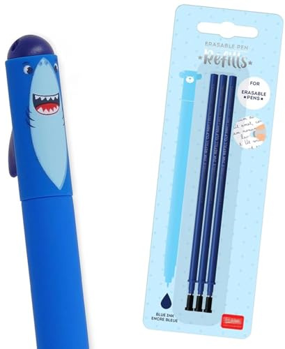 GETINSTYLE SHOP Bundle – Shark Erasable Gel Pen Blue Ink & 3 Refills Blue