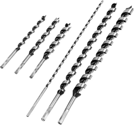 HOMSFOU 6pcs Wood Auger Drill Bit with Hex Shank Long Spiral Woodwork Hole Saw for Deep Clean Drilling Suitable for Hard Woods Compatible with Hand and Electric Drills Includes