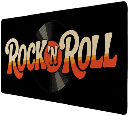 speecheese Schreibtischunterlage 89x40cm XXL Mauspad Rock 'n Roll Retro | Schallplatte Nostalgie-Tischunterlage für Musikliebhaber und Gamer