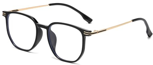 LJCZKA Quadratisch Blaulichtfilter Brille für Damen Herren Eckig Blaulichtbrille Metall Rahmen Anti-Müdigkeit Computerbrille für Gaming, TV