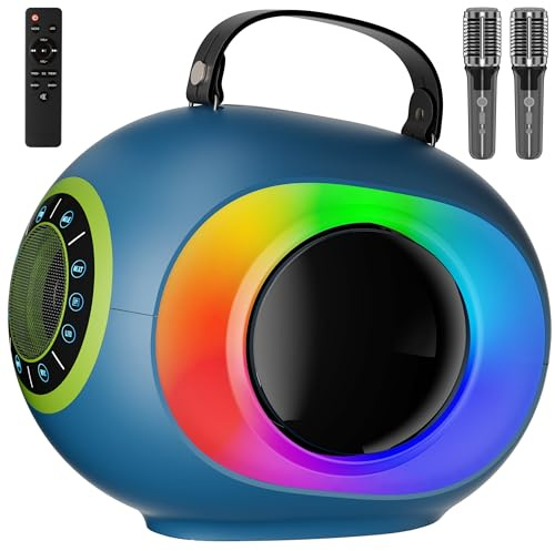 ONOW Bluetooth Speakers, 100W Portable Wireless Loud Outdoor Home Party Box Stage with Subwoofer, LED Colorful Lights, Microphone, Remote and Big Powerful Stereo Deep Bass Sound Boombox, Blue