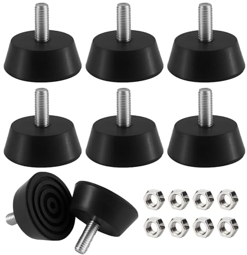 KEORHEZ Gummifüße, 8 Stück Gummifüße Schraubbar, Stuhlgleiter mit Gewinde m6, Stellfüße Verstellbare Möbelfüße, mit Sechskantmutter Geliefert, für MöbelStühle Tische,Sofas