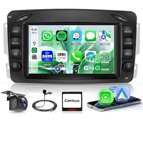 4G+64G Android 15 Autoradio für Mercedes Benz W168 C-W203 E-W210 CLK C209/W209 Viano/Vito W639 SLK/W170 W463 Viano Vito Vaneo Wireless Carplay Android Auto, 7 Zoll Radio GPS Navi WiFi Bluetooth FM/RDS