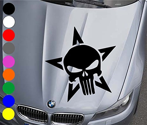 wDesigns Autoaufkleber The Punisher Totenkopf Aufkleber Motorhaube Sticker Heckscheibe