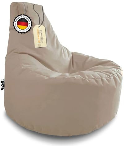 PATCH HOME Gamer Kissen & Lounge Sitzsack – befüllbar mit Reißverschluss, gefüllt mit Styropor, geeignet für In- & Outdoor. Perfekt als Gaming Sessel Sitzkissen (Beige - Ø 75cm x Höhe 80cm)