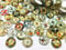 50 Glas Cabochons 12mm Motiv Uhr Mix Glascabochons 12x4mm #53