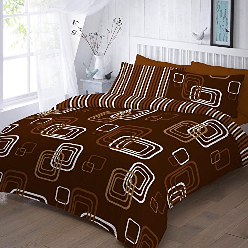 EHD Blake Stripes Design Modern Style Duvet Cover Sets Quilt Cover Sets Reversible Bedding Sets NZ (Chocolate, Single)