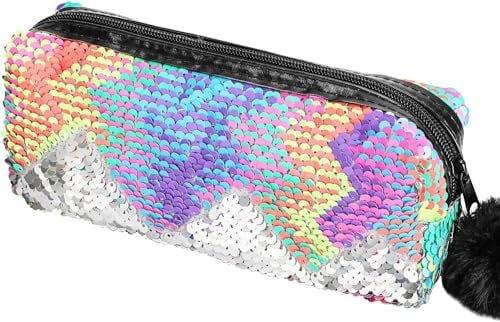 PHOGARY Funkeln Kosmetiktasche Meerjungfrau Spiral Reversibel Pailletten tragbar Doppelte Farbe Studenten Mäppchen für Mädchen Frauen Handtasche Geldbörse