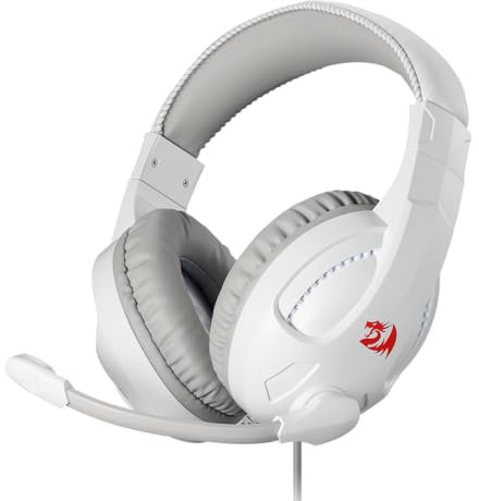 Redragon H211 RGB Gaming-Headset mit Kabel, 7.1-Surround-Sound, Memory-Schaum-Ohrpolster, leichtes Over-Ear-Headset mit Mikrofon, Multi-Plattform-Kopfhörer, funktioniert mit PC, Xbox-Serie, NS – Weiß