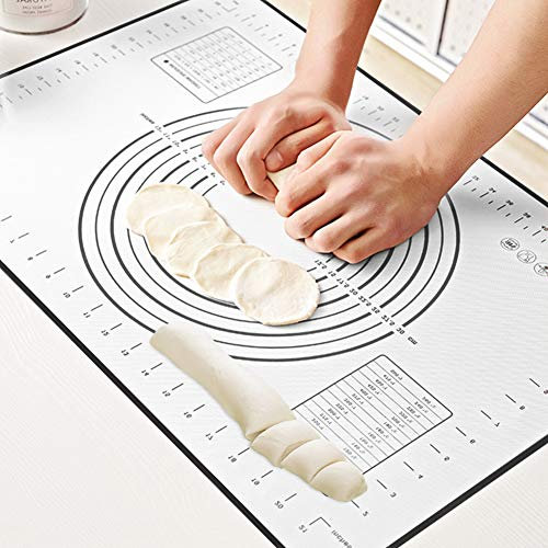 Silicone Baking Mat,Nonstick Pastry Mat Extra Large with Measurements for Baking -Fondant Mat,Dough Rolling Mat,Heat-Resistance Oven Liner,Pie Crust Mat,Flour Pads,Baking Sheets (Black)