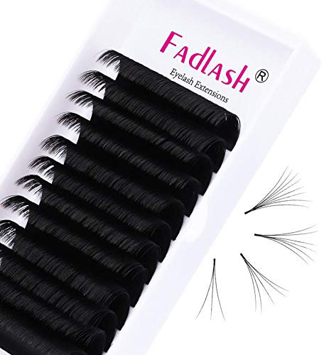 Easy Fan Lashes FADLASH Mega Volume Eyelash Extensions Self Fanning Lashes 5D 6D 7D 10D 0.03 C Curl 16mm Rapid Blooming Lashes (0.03-C, 16mm)