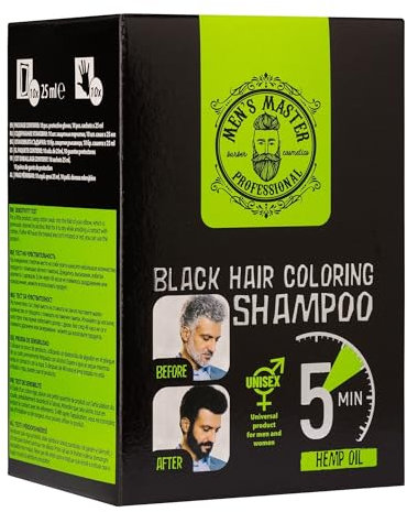 Men's Master Schwarz Färbendes Shampoo mit Keratin | Universelles Produkt für Männer und Frauen | Haarpflege | Shampoo Für weißes und Graues Haar l Professionelles Shampoo l 10 Beutel x 25 ml