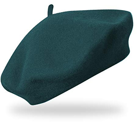 fiebig Baske aus 100% Reiner Wolle | Barett in One Size & Woll Qualität | Wollbaske in vielen Farben (One Size, Petrol)