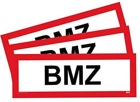 3 Stück – Aufkleber Brandmeldezentrale „BMZ“ Brandschutzzeichen Hinweis Folie selbstklebend nach DIN 4066 | 297 x 105 mm Made in Germany
