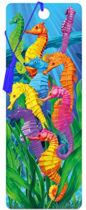 3D LiveLife Lesezeichen - Urkomischer Hippocampus von Deluxebase. Ein Seepferdchen-Lesezeichen mit linsenförmigen 3D-Kunstwerken, das vom renommierten Künstler Michael Searle lizenziert wurde