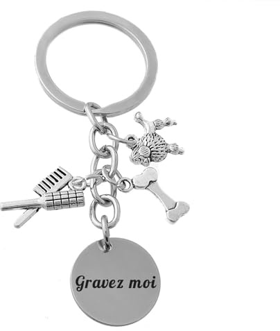 Porte-clés Toiletteur Dog Sitter Amoureux des Animaux Gravure Personnalisée sur Médaille