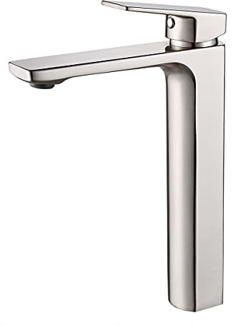 Waschbecken aus gebürstetem Nickel, Einhandmischer, hoch, für Badezimmer, Waschbecken, Waschtisch, Badezimmer, Wohnmobil, WC, Waschtisch, Mischbatterie, massives Messing