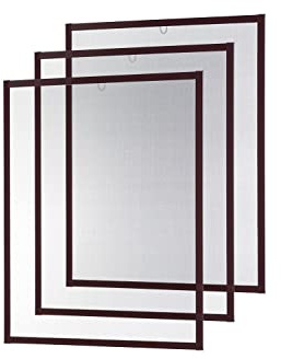 empasa Insektenschutz Fliegengitter Fenster MASTER SLIM Set Alurahmen | Mückengitter als Selbstbausatz in 100 x 120 cm, verschiedene Sets und Farben, Farbe:braun, Ausführung:3er Set