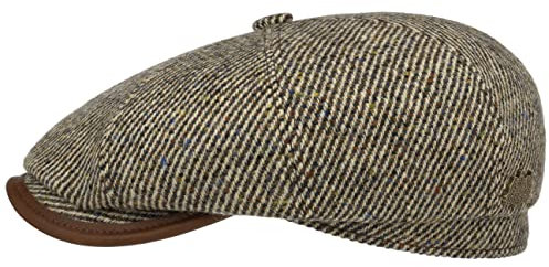 Stetson Hatteras Lifton Flatcap - Mehrfarbige Mütze - Klassische Ballonmütze - Alpakawolle & Baumwollfutter - Handgefertigt in Deutschland - Herren - Herbst/Winter beige-braun 62 cm