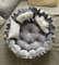 LOOLAY Babynest 3in1 XXL – Nestchen Baby Spielmatte und Reisebett 90/155cm - Handgemacht aus Baumwolle mit Rüschen - Ideal fur Zwillinge (Hase Beige/Minky Graphit)