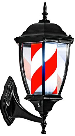 pombconw Carteles LED para barbería Peluquería giratoria a prueba de agua Poste de barbería Luces para exteriores/interiores Estilo clásico Rojo Azul Blanco Montado en la pared Ahorre energía (B)