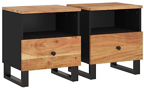 vidaXL 2X Nachttisch Nachtschrank Nachtkonsole Nachtkommode Schlafzimmer Schrank Kommode Nachtkästchen Massivholz Akazie Holzwerkstoff