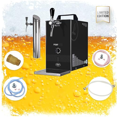 ich-zapfe Komplett Set - Bier Zapfanlage, Bierzapfanlage PYGMY 25/K Limited Edition mit Membranpumpe, 1-leitig Trockenkühlgerät aus Edelstahl, 35 L/h, inkl. Schanksäule, Green Line, Zapfkopf:ohne