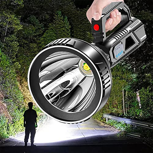 Starker leichter tragbarer Suchscheinwerfer,Extrem helle Wiederaufladbare Led Taschenlampe,4 Modi Wasserdicht Led-taschenlampen,USB Aufladbar Taschenlampen,Aufladbar Handscheinwerfer für Outdoor