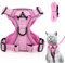 Ensemble harnais et laisse réglables pour chat - Avec bandes réfléchissantes - Anti-fuite - Harnais avec laisse - Pour chats, chiens, animaux de compagnie - Rose clair - Taille S