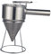 Agatige Dispensador De Masa para Panqueques De Acero Inoxidable, Embudo Antiadherente Dispensador De Pasteles para Hornear Embudo De Vertido De Cera con Estante Estable para Gofres De Bola Takoyaki