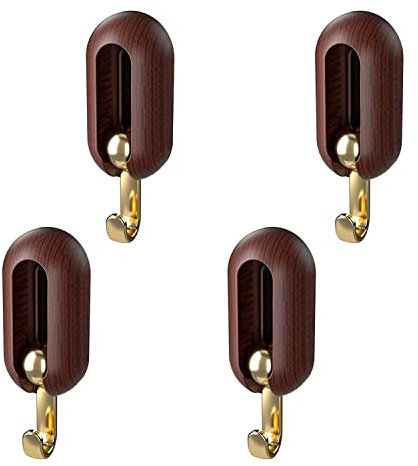 Sentechx 4 Stück schwenkbare Wandhaken, selbstklebende Schwerlasthaken, multifunktionale selbstklebende Wandhaken ohne Nägel, für Bad und Küche Speicherorganisation (Nussbaum)