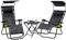 Neo 3pcs Folding Portable Zero Gravity Chairs Sun Lounger Table Set Cup Holders Reclining Garden Patio Outdoor Camping (Black)