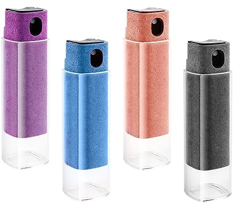 Jognee Limpiador de pantalla de 4 piezas, botella de spray de limpieza de pantalla todo en uno y paño de microfibra, botella de spray a prueba de huellas dactilares para
