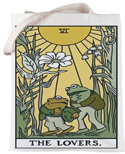LEVLO Lustige Frosch & Kröte Leinwand Tragetasche Frosch & Kröte Fans Geschenk Frosch Cottagecore Merchandise, Tragetasche für Frosch- und Krötenliebhaber