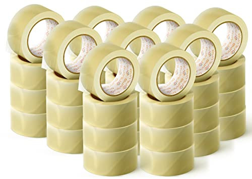 OFITURIA Ruban adhésif d'emballage transparent pour l'emballage de boîtes en carton d'expédition et de déménagement. Scellé pour emballage sûr et résistant (48mm x 120m - Transparent, 96 rouleaux)
