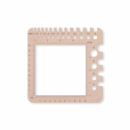 1stck. Knitting Needle Gauge, Stricknadelmaß, Knitting, Strickwerkzeug, Stricknadel-Lineal, Ruler, Stricknadelmaß auf Holz, Kunststoff-Messgerät 2 mm – 15 mm
