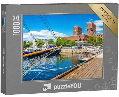 Puzzle 1000 Teile XXL „Oslo City Hall, Blick aus Richtung Hafen, Oslo Fjord, Norwegen“ – aus der Puzzle-Kollektion Oslo