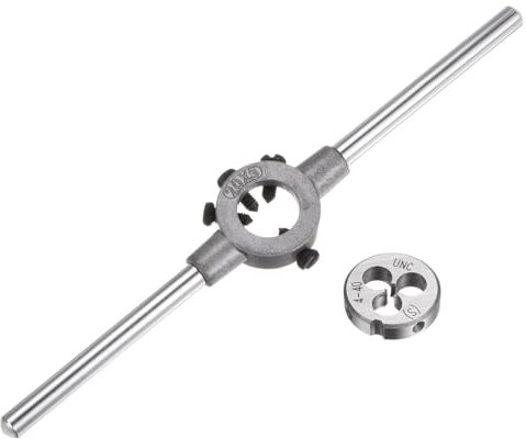 QUARKZMAN Juego de Llave de Mango para Terrajas, Terraja Redonda 4-40 UNC y Porta Terrajas de 20mm (Compatible con 1/8-5/32 (UNC/UNF) / Métrica M3-M4)