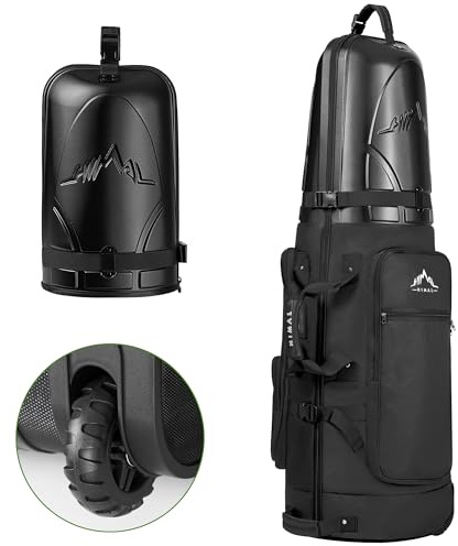 UNIHIMAL Golf-Reisetasche mit Hartschalenkoffer, 1680D strapazierfähige Oxford-Golf-Reisetaschen für Fluggesellschaften mit Rädern, Golfschläger-Reisetaschen für Fluggesellschaften