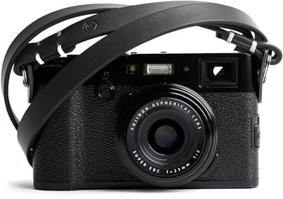 Evergreen Genuine Leather Minimalist Neck Shoulder Slim Camera Strap, 28 Black, 28 x .5 inches