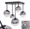 Deckenleuchte Chehalis, Deckenlampe aus Metall/Glas in Schwarz/Rauchfarben/Klar, Leuchte im modernen Retro/Vintage-Design mit Schirmen aus Glas (Ø 10, 12, 15 cm), 5 x G9, ohne Leuchtmittel