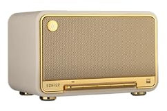 Edifier D32 Retro Tabletop Wireless Speaker, Bluetooth v5.3 & AirPlay2, USB-C & AUX, 11h Playtime, Hi-Res Audio & Wireless Certified, 2.1 Acoustic Architecture, White