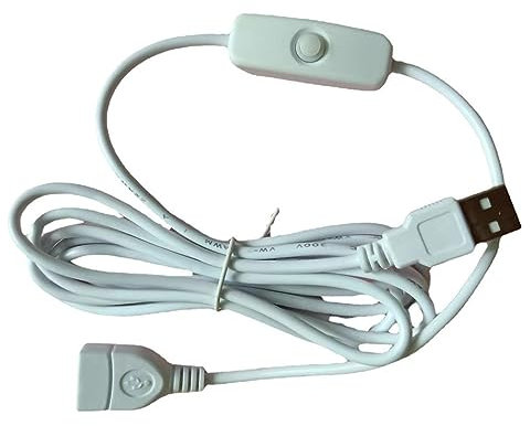 Mllepjdh Câble d'extension USB avec interrupteur 2 m mâle vers femelle pour transmission de données et alimentation pour casques USB, câble d'extension USB, blanc