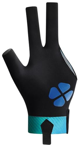 Kexpery Billardhandschuhe, 3-Finger-Snooker-Handschuh, rutschfeste Snooker-Pool-Handschuhe, verstellbare Billard-Trainingshandschuhe for Männer und Frauen, Linke Hand (L Lake Blue, Linke Han