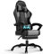 TRIUMPHKEY Massage Gaming Stuhl, Gaming Stuhl mit Teleskop Fußstütze, verstellbare Rückenlehne 90-150°, Gaming Stuhl mit Kopfstütze und Lendenwirbelstütze, Bürostuhl, 150 kg (Grau)