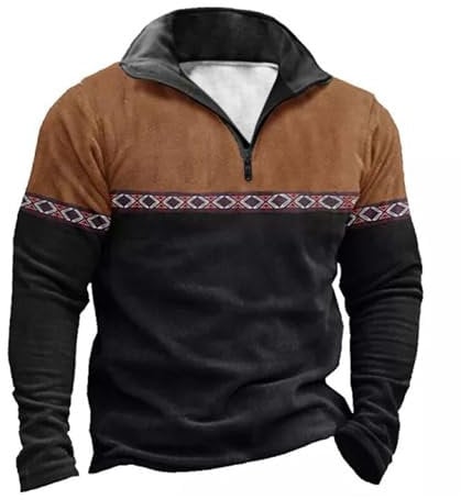 Sweatshirt Herren Oberteile Mit Viertelreißverschluss, Pullover Vintage Grafik Langärmelig Halber Reißverschluss, Sale Langarmshirt Mit Taschen, Strickpullover Lässige Modische, Sweater Hochwertiger
