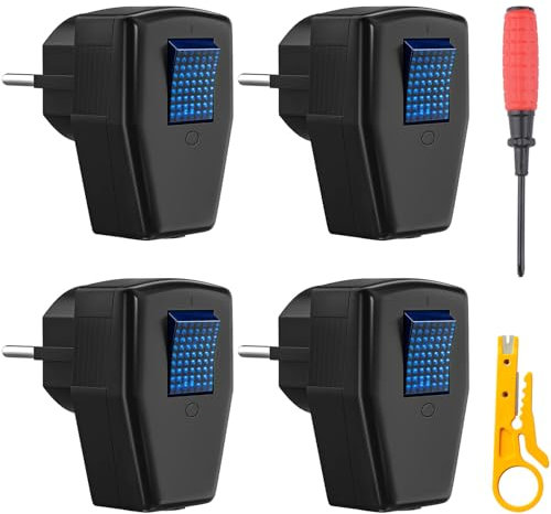 URHRHU - Toma de corriente eléctrica macho (4 piezas, enchufe eléctrico, 250 V, 16 A, enchufe macho IP20, enchufe eléctrico, color negro