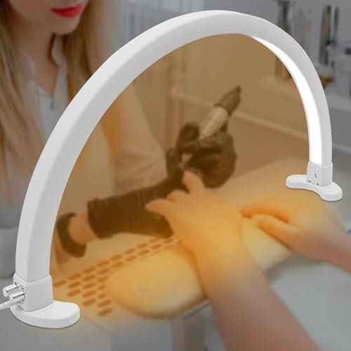 DHQCQL Halbmondlampe, 45W LED Halbmond Licht, 2700-5600K Mondlampe mit 3 Helligkeitsmodi, 180° Einstellbares Licht Nageltisch Lampe für Wimpern-Wimpernverlängerung, Tätowierung, Augenbrauen (Weiß)