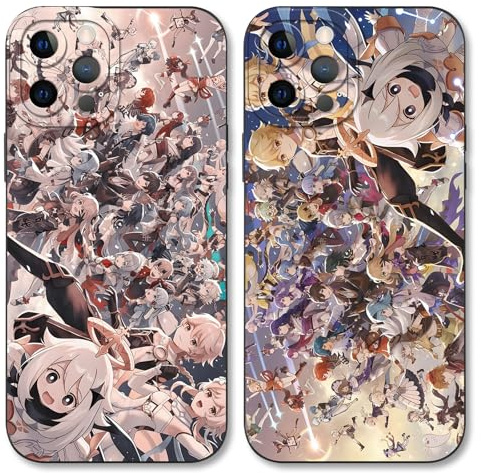 LunarDrift 2 Stück Handyhülle für iPhone 12 Hülle 6.1 Zoll, Anime Spiel Genshin Impact Xiao Manga Anime Ästhetik mit Motiv Designs Case Schutzhülle Stoßfest TPU Weich Ultra Dünn Cover